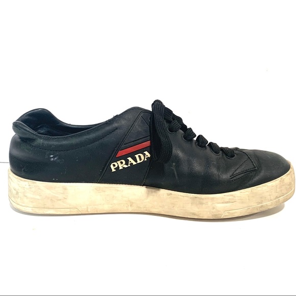prada vitello plume leather sneakers